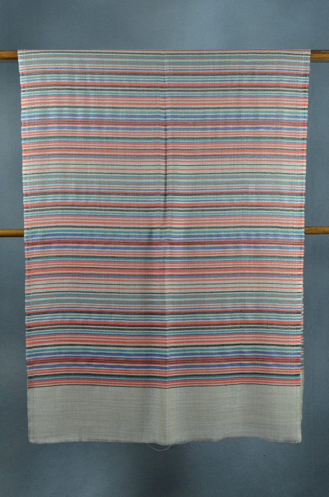 Natural Base Multicolor Stripe Merino Wool Scarf