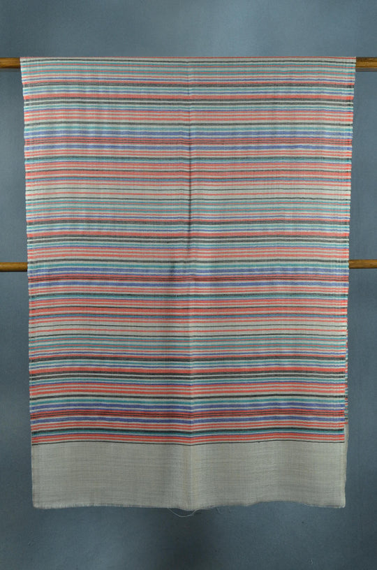 Natural Base Multicolor Stripe Merino Wool Scarf