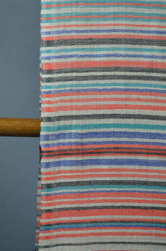 Natural Base Multicolor Stripe Merino Wool Scarf