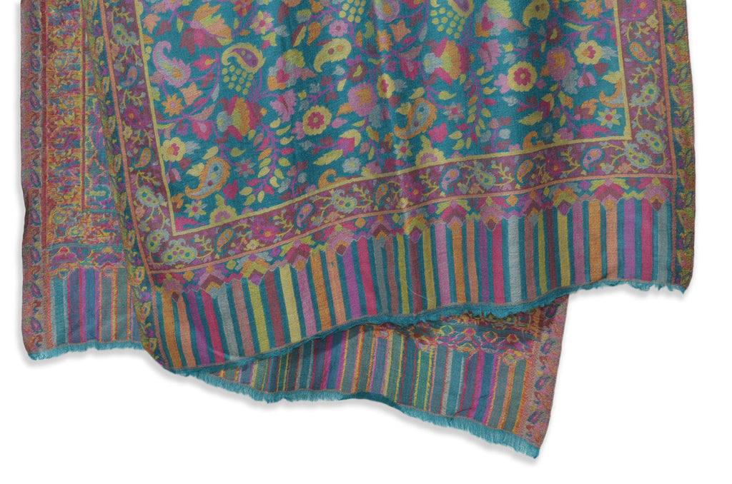 Blue Jacquard Kani Merino Wool Scarf