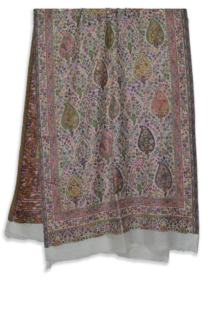 ivory kani jacquard jamawar wool scarf