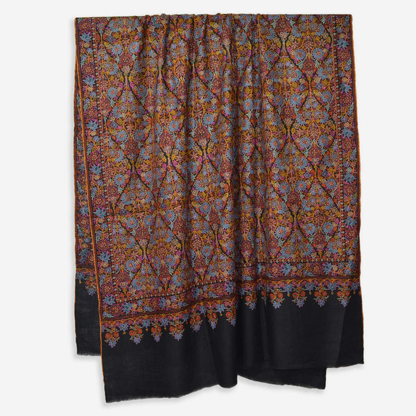 Black Cashmere Pashmina Jamawar Shawl