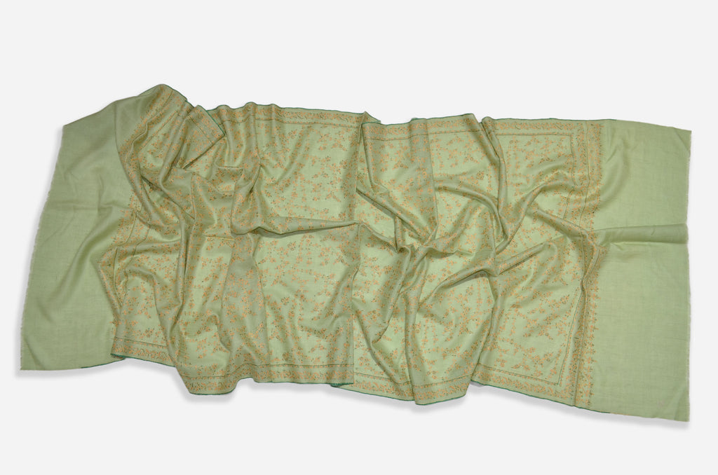 Peach Cashmere Scarf with Beautiful Sozni Embroidery