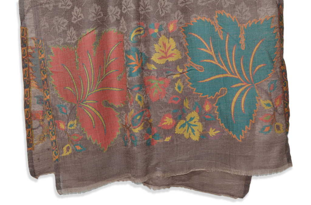 big leaf merino wool scarf | made in kashmir