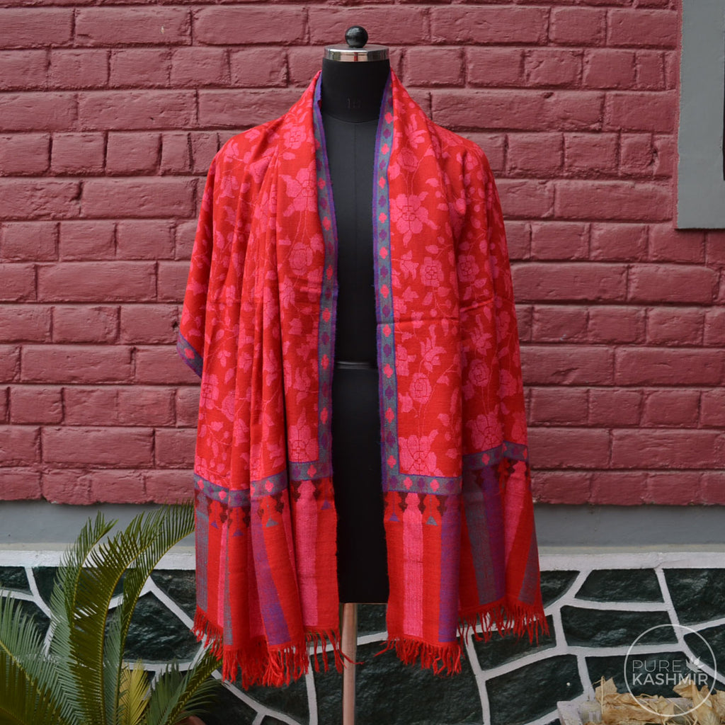 Red Kani Kashmir Jamawar Shawl