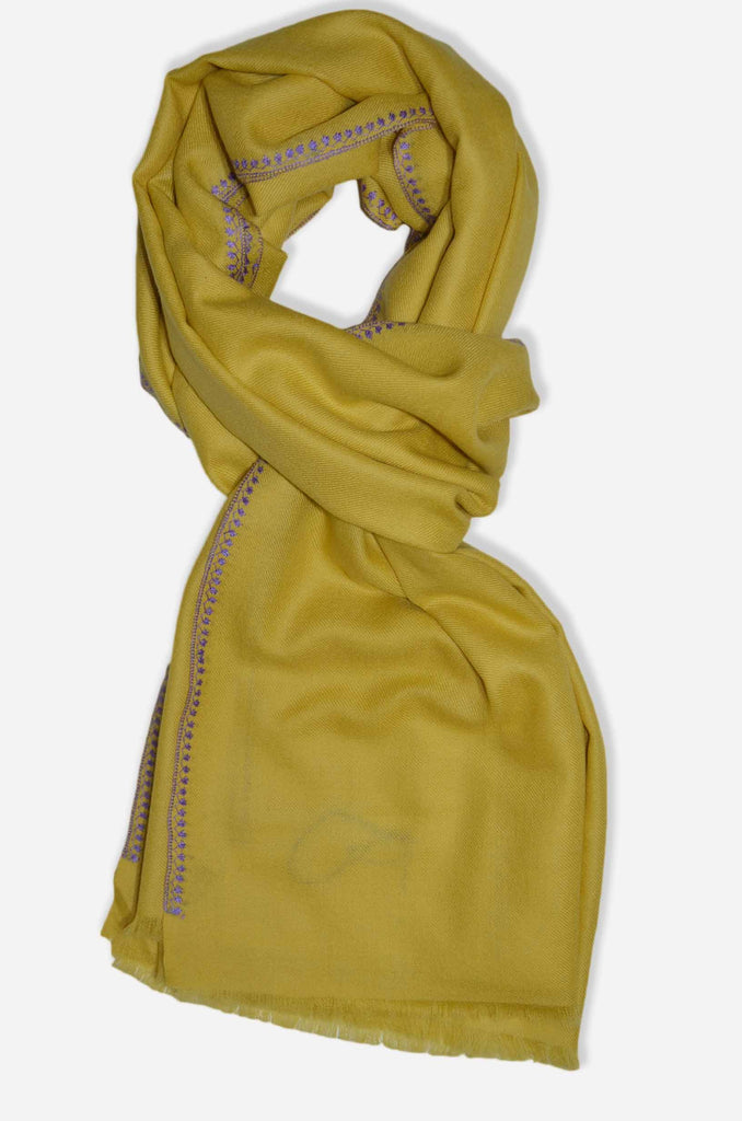 Yellow Sozni Embroidery Shawl