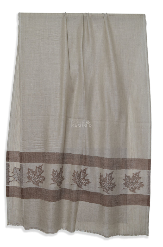 merino and silk scarf with leaf border pattern