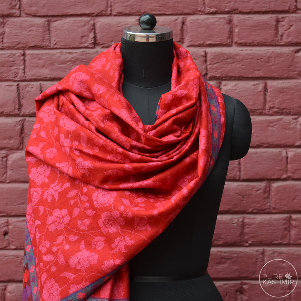 Red Kani Kashmir Jamawar Shawl