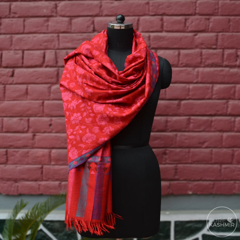 Red Kani Kashmir Jamawar Shawl