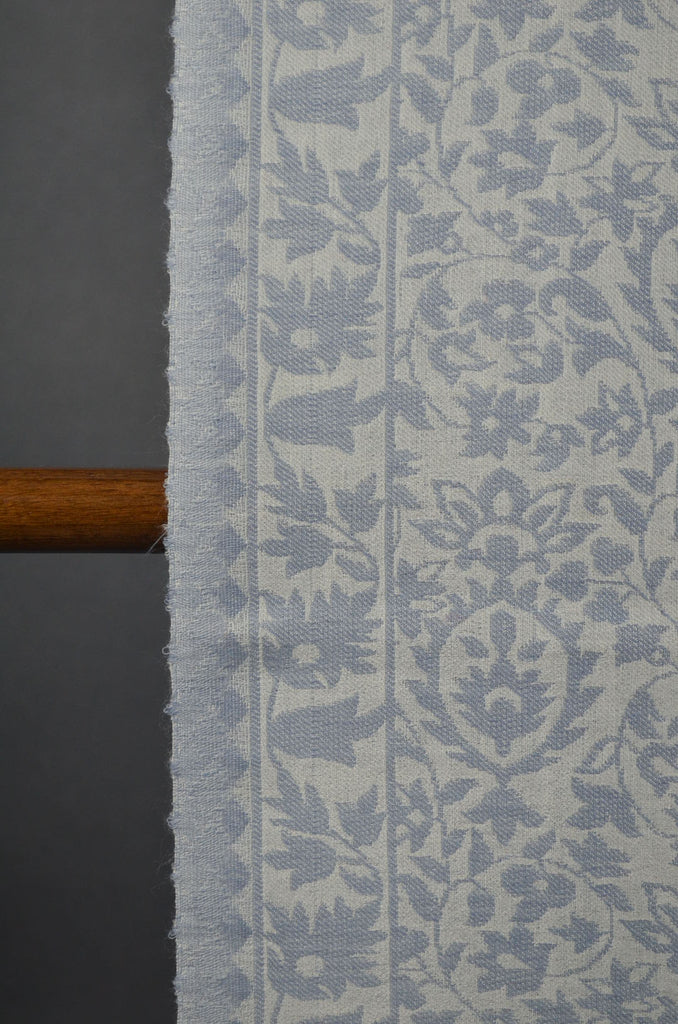 Ivory Base Grey patterned Kani style merino scarf