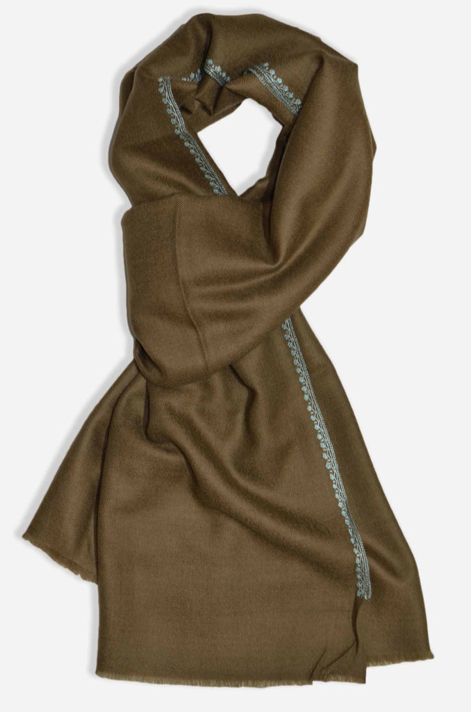 Brown Sozni Embroidery Shawl