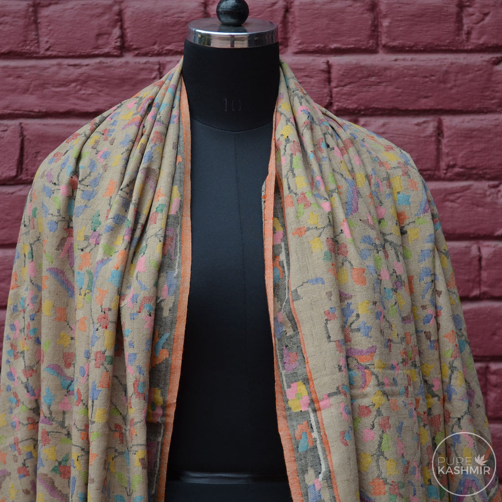 Un-dyed Natural Kani Kashmir Jamawar Shawl