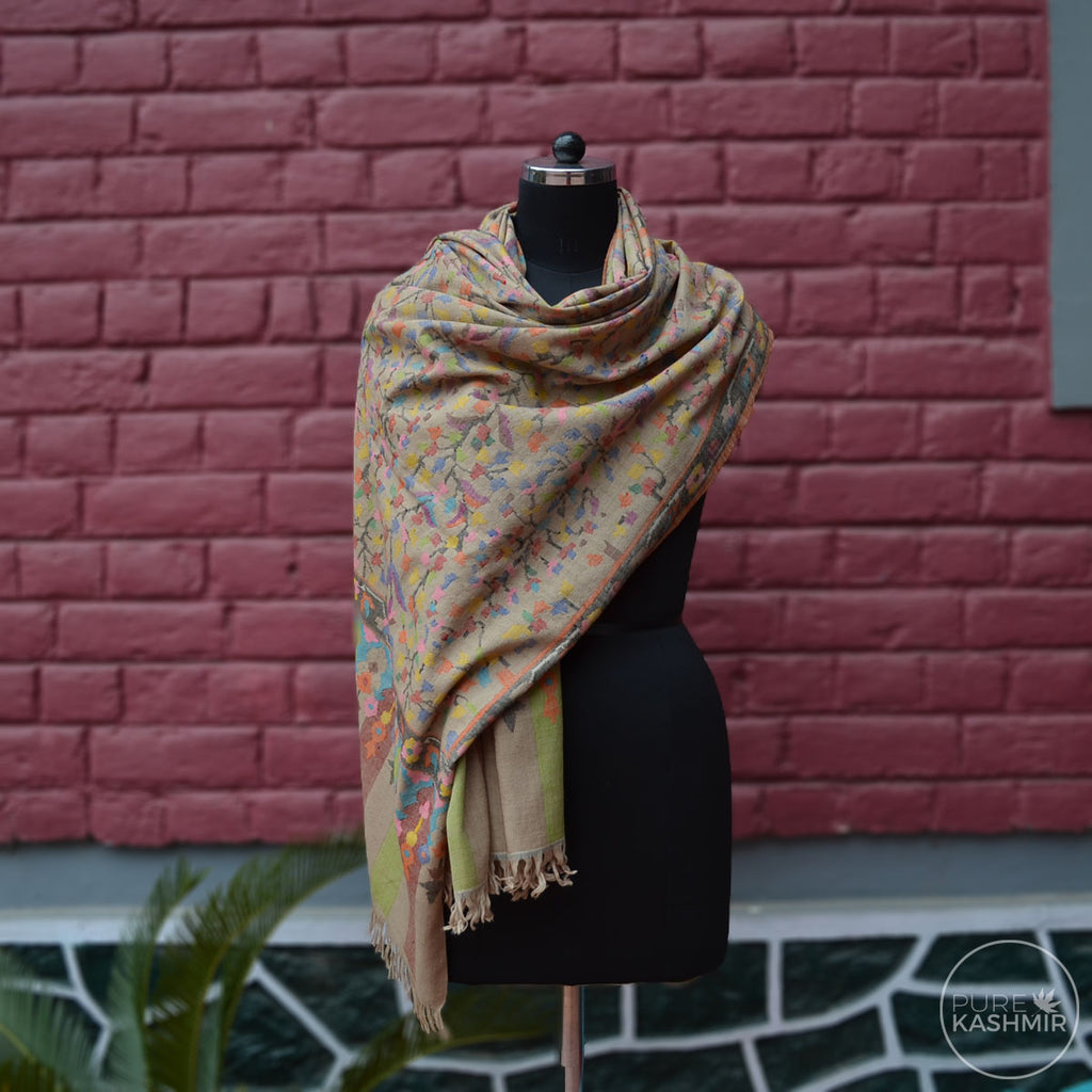 Un-dyed Natural Kani Kashmir Jamawar Shawl