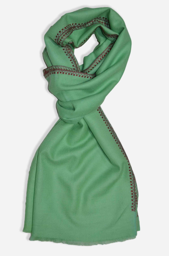 Sea Green Sozni Embroidery Shawl
