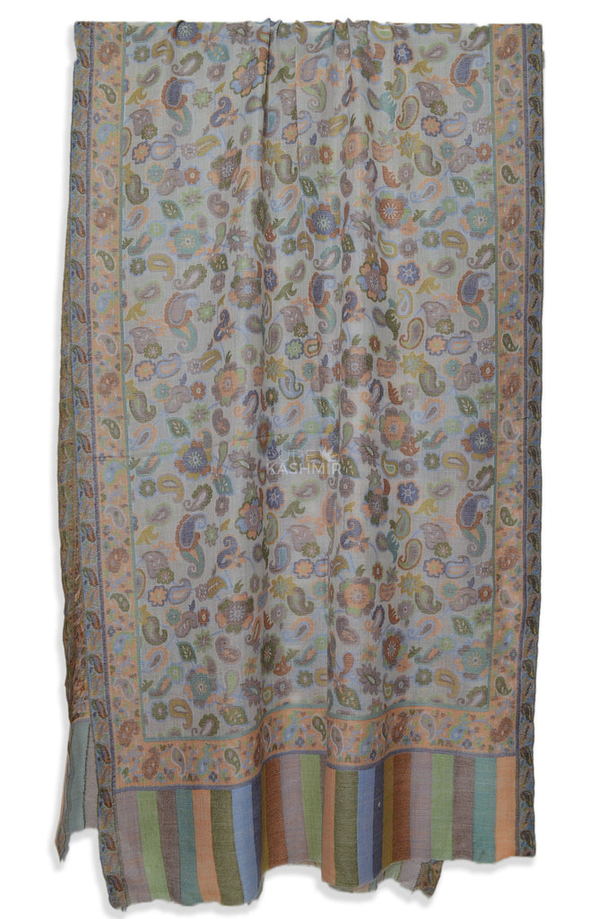 ivory kani jacquard jamawar wool scarf