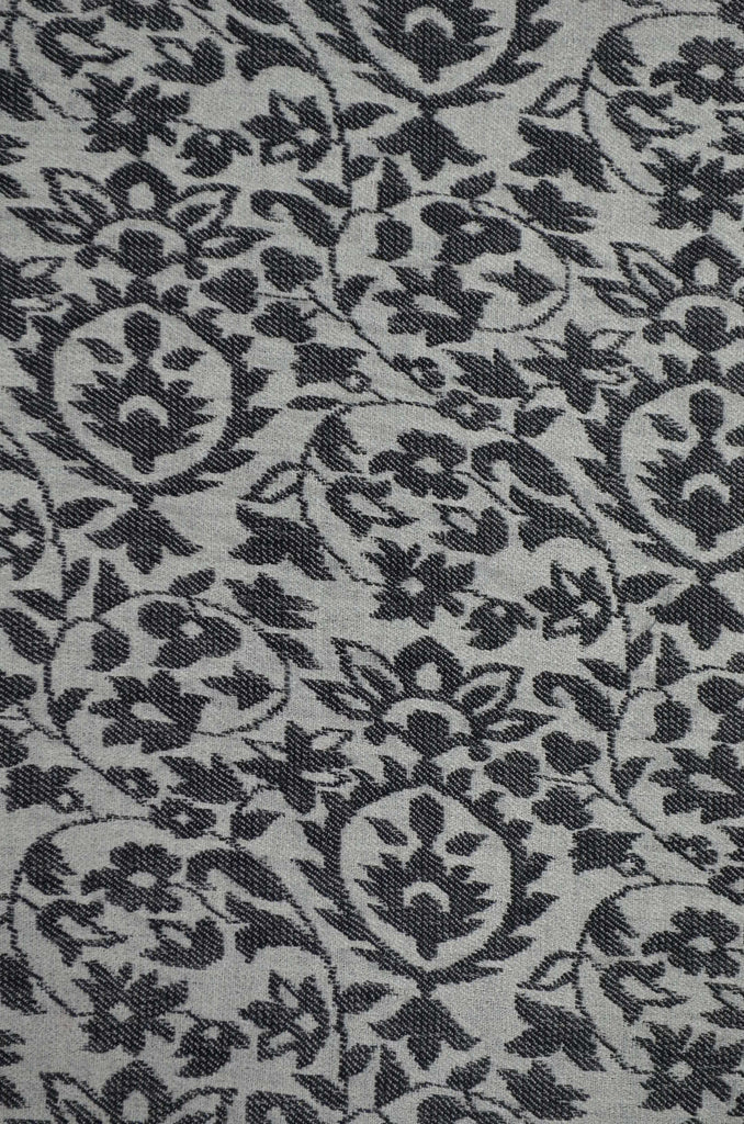 White Base Black patterned Kani style merino scarf