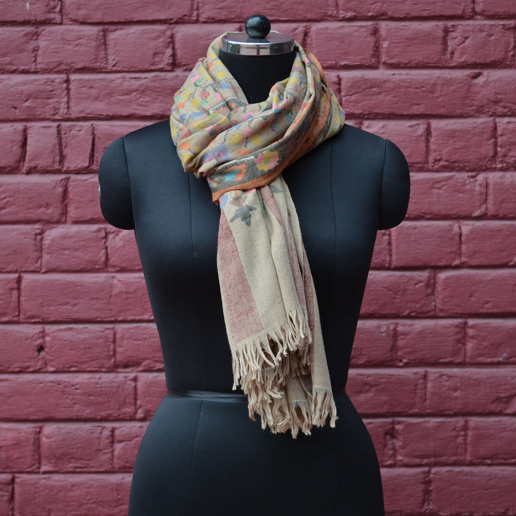 Un-dyed Natural Kani Kashmir Jamawar Shawl