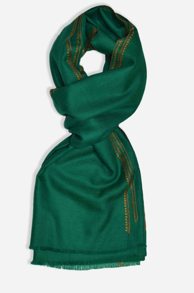 Green Sozni Embroidery Shawl