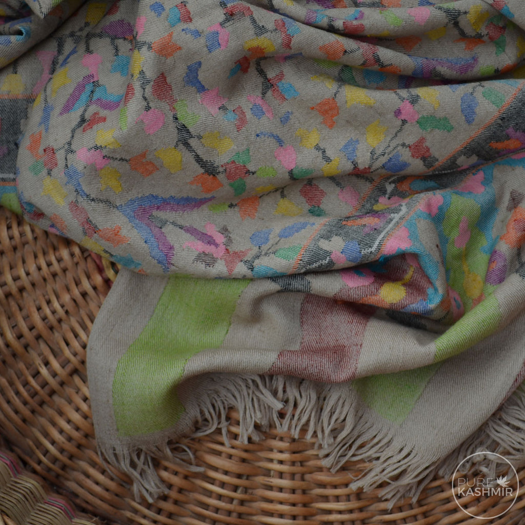 Un-dyed Natural Kani Kashmir Jamawar Shawl