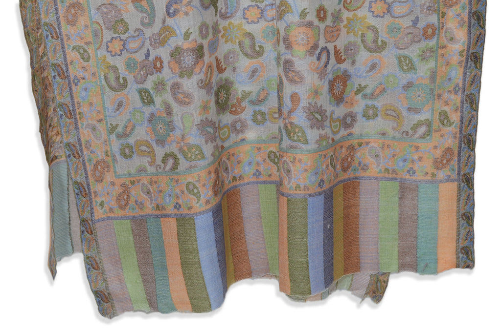 ivory kani jacquard jamawar wool scarf