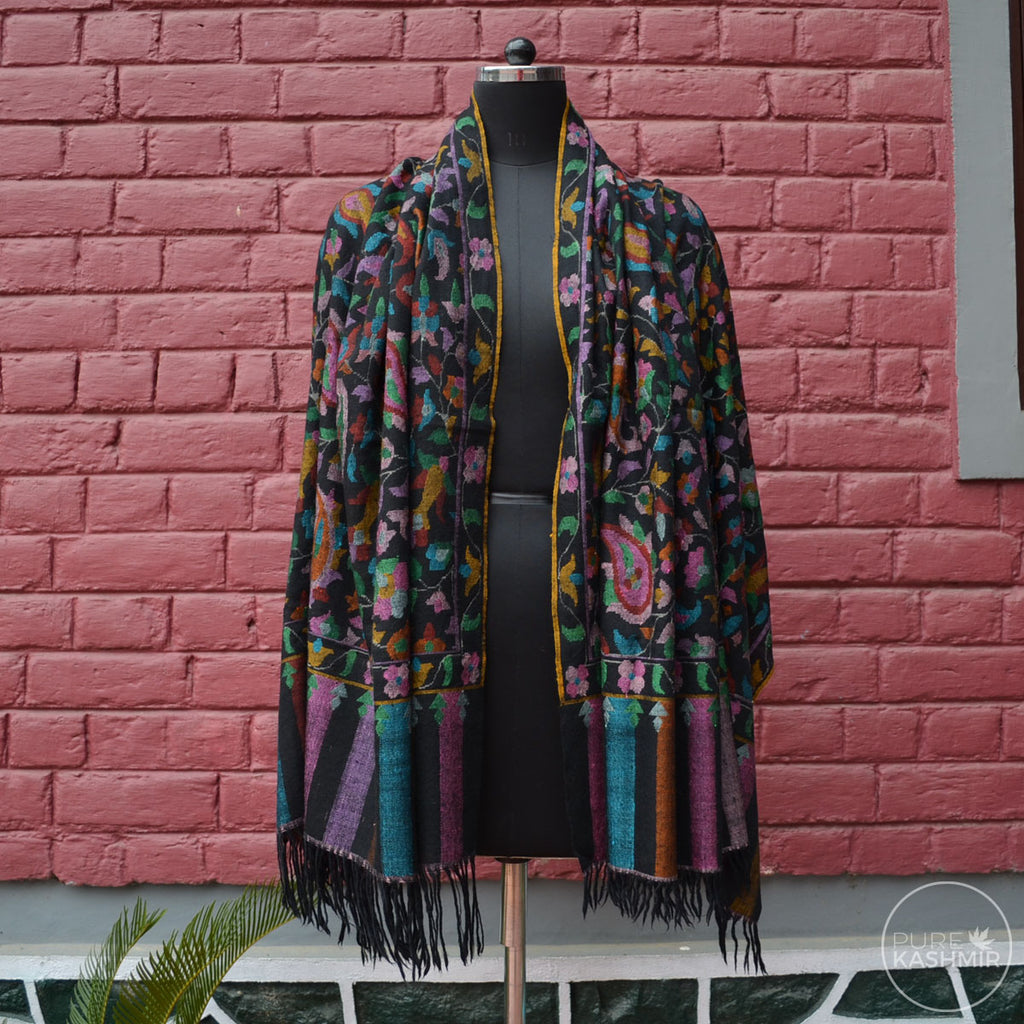 Black Kani Kashmir Jamawar Shawl
