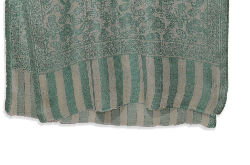 Green & Ivory Kani Jacquard Jamawar Scarf