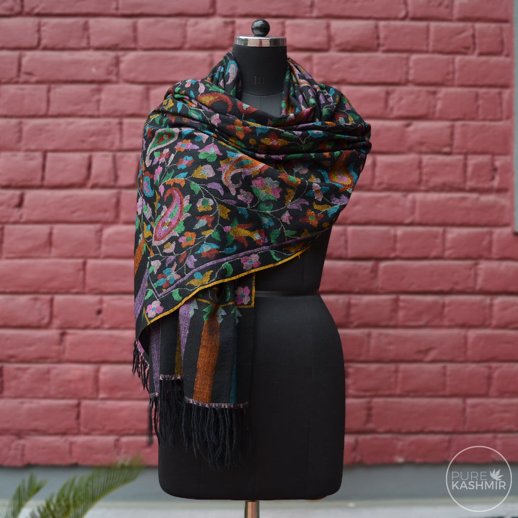 Black Kani Kashmir Jamawar Shawl