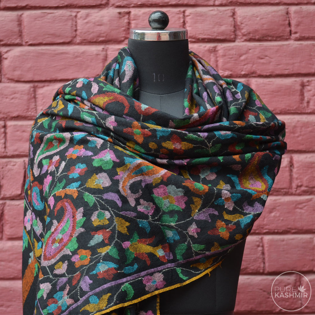 Black Kani Kashmir Jamawar Shawl