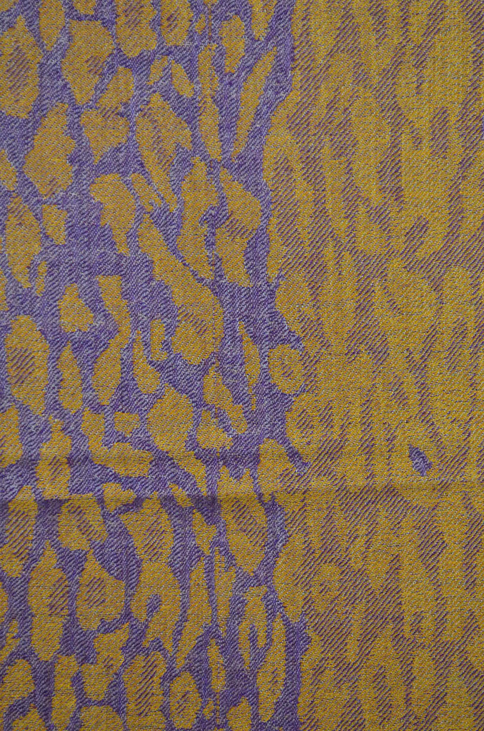 Purple Base leopard patterned Kani style merino scarf