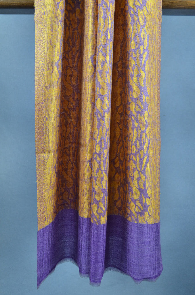 Purple Base leopard patterned Kani style merino scarf