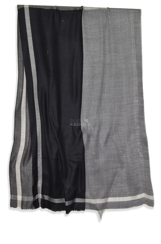 Black And White Four Side Border Merino Scarf