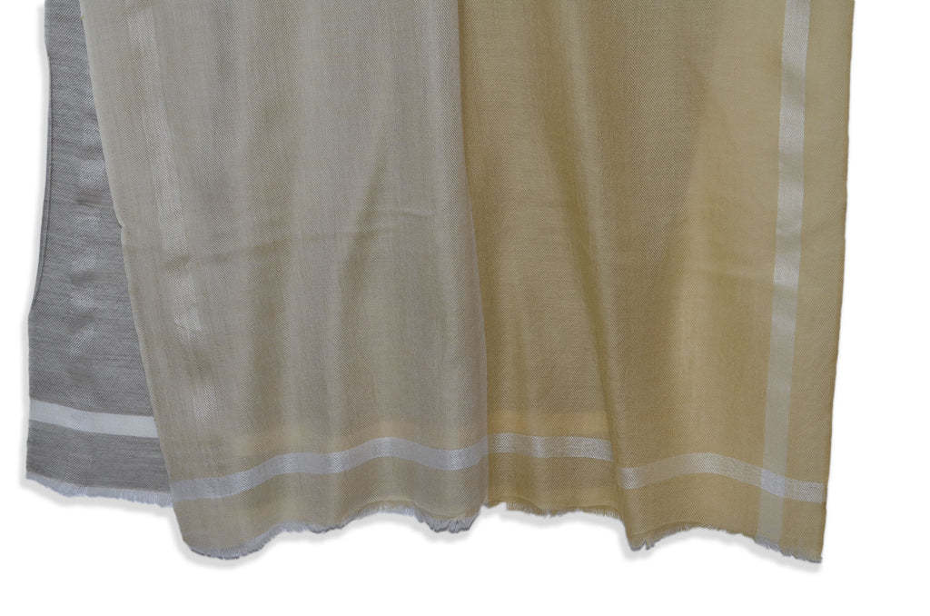 Yellow Four Side Border Merino Scarf