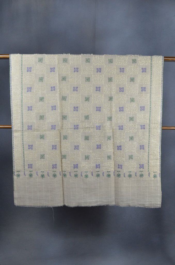 Natural Base Net Embroidery Cashmere Travel Wrap