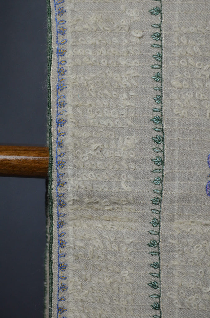 Natural Base Net Embroidery Cashmere Travel Wrap