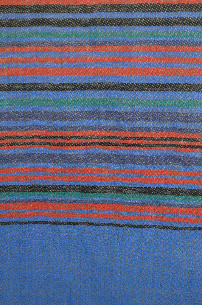 Blue Base Multicolor Stripe Merino Wool Scarf