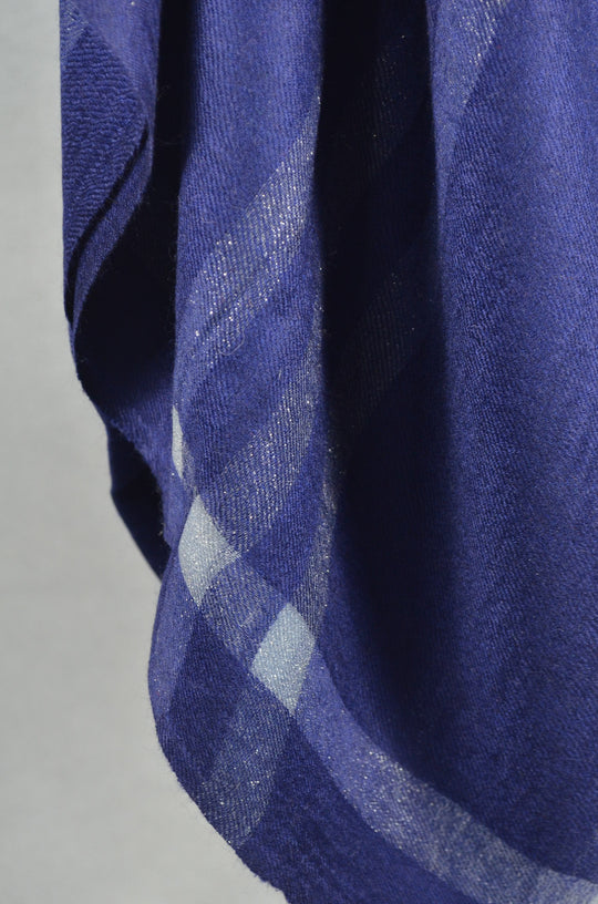 Blue Zari Border Merino Scarf