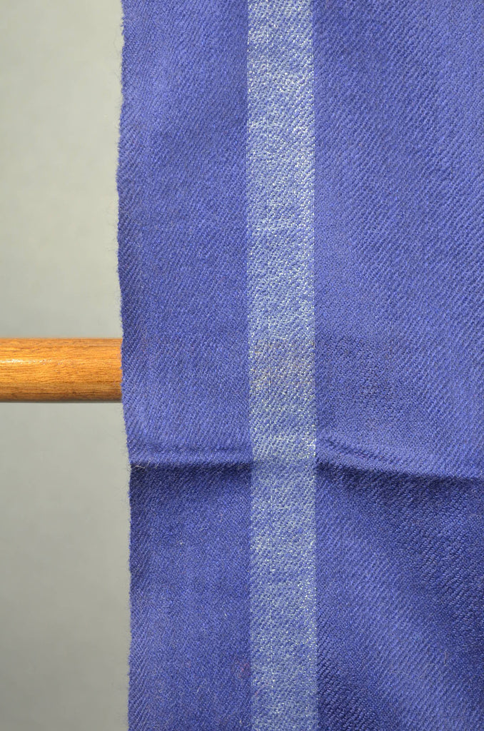 Blue Zari Border Merino Scarf
