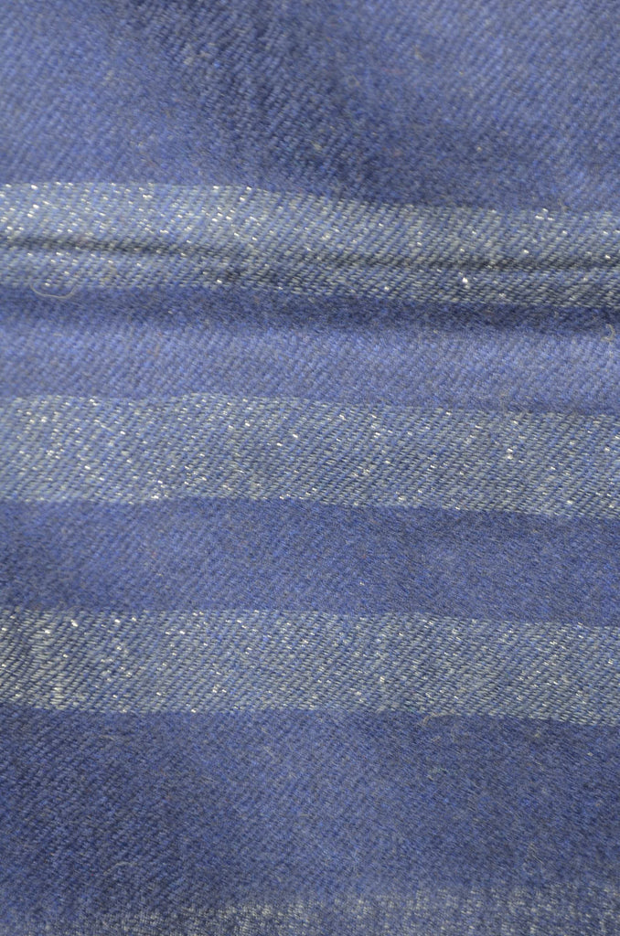 Blue Zari Border Merino Scarf