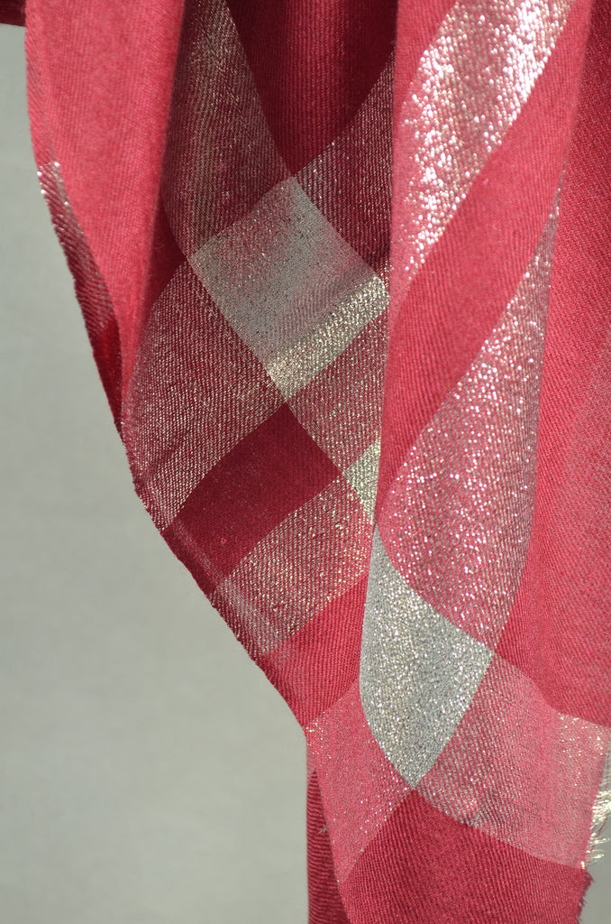 Maroon Zari Border Merino Scarf