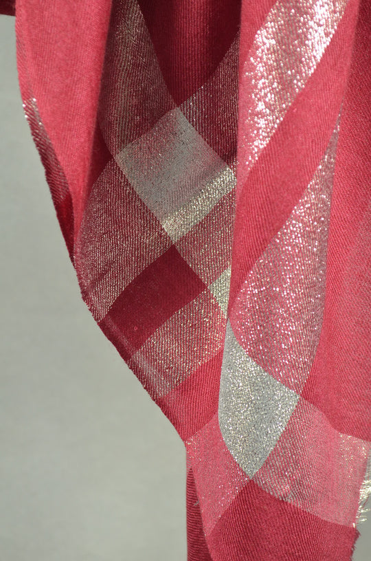 Maroon Zari Border Merino Scarf