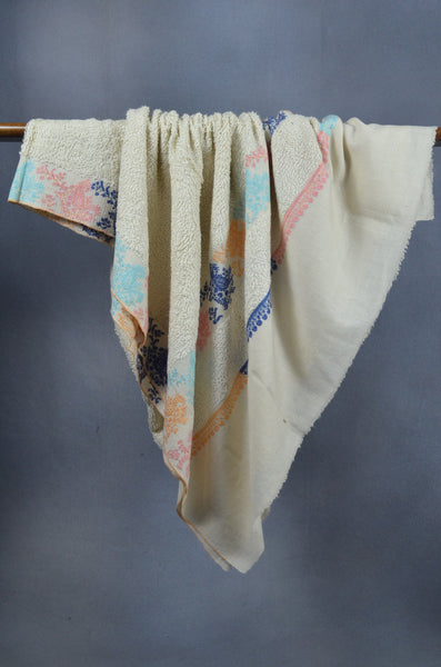 Ivory Base Cashmere Embroidered Travel Wrap