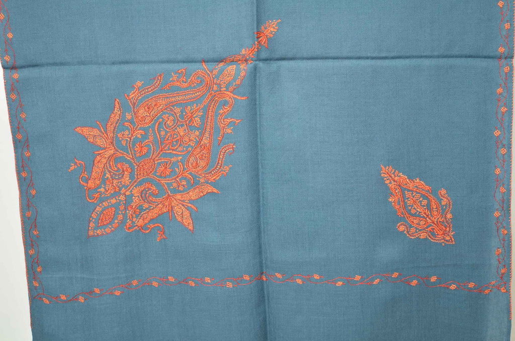 Prussian Merino Sozni Border Hand Embroidery Scarf