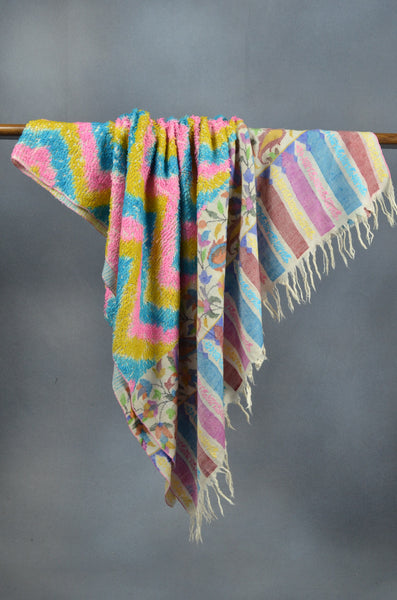 Kani Border Embroidery Cashmere Travel Wrap