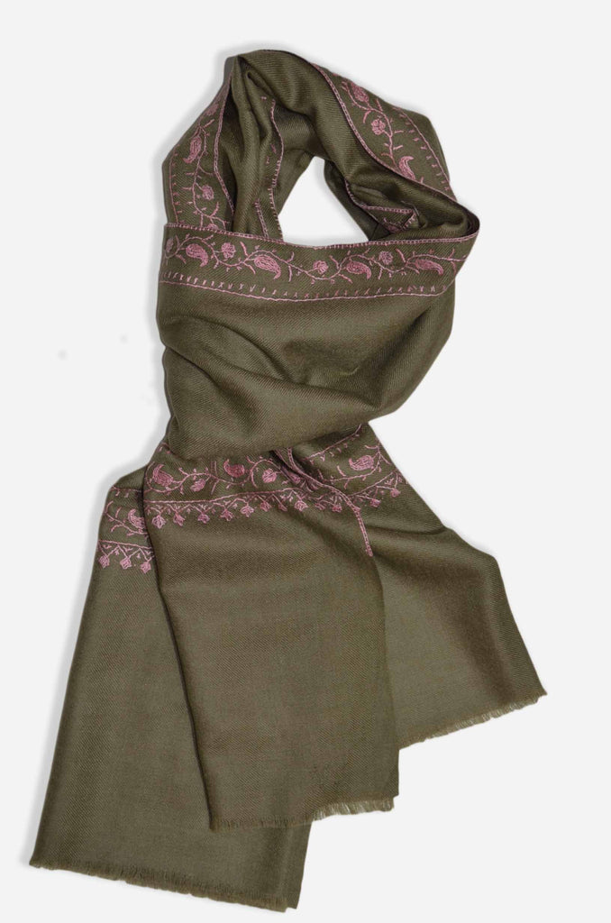 Brown Sozni Embroidery Scarf