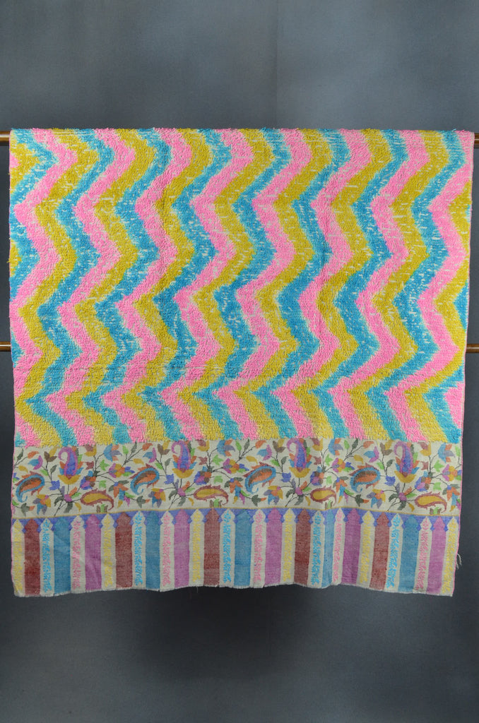 Kani Border Embroidery Cashmere Travel Wrap