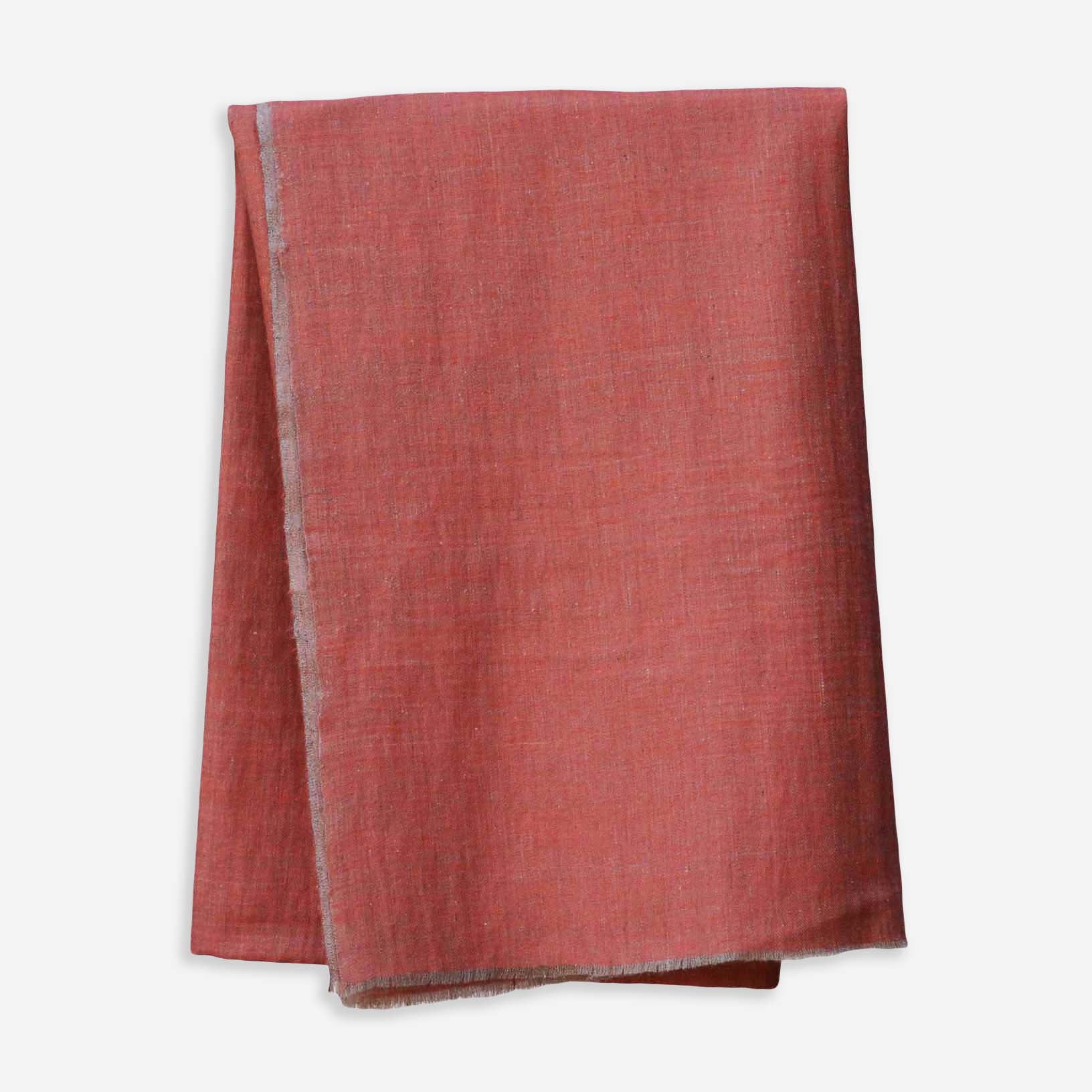Reversible Orange and Metallic Silver Handwoven Cashmere Pashmina Shawl