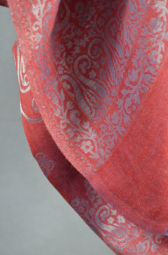 Maroon Base Zari Jacquard Scarf