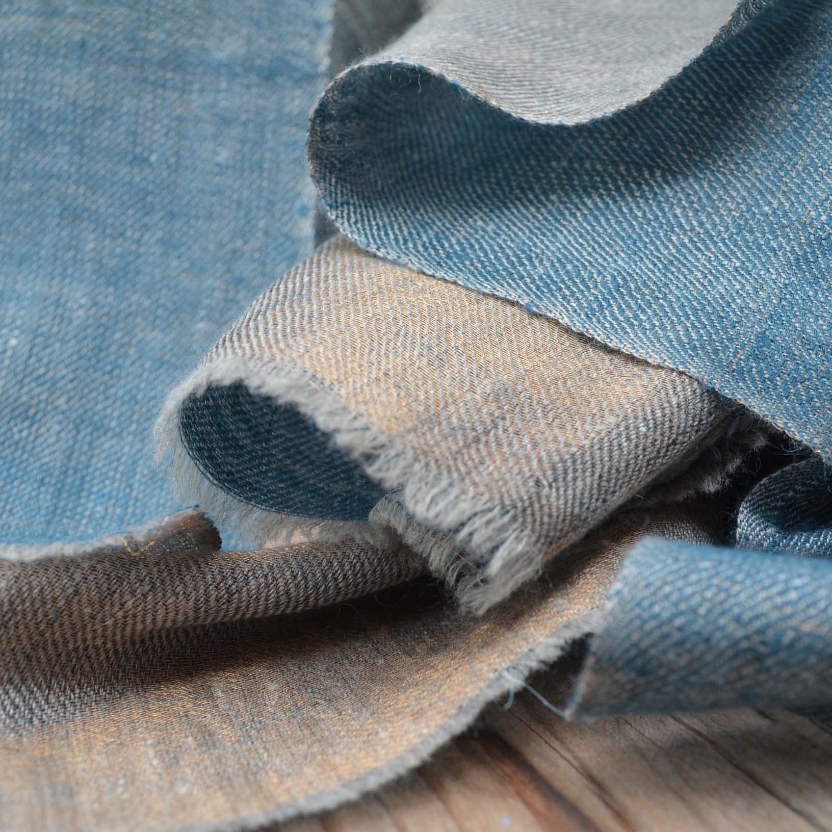 Double shaded blue and golden cashmere pashmina shawl | Reversible Pashmina Shawl