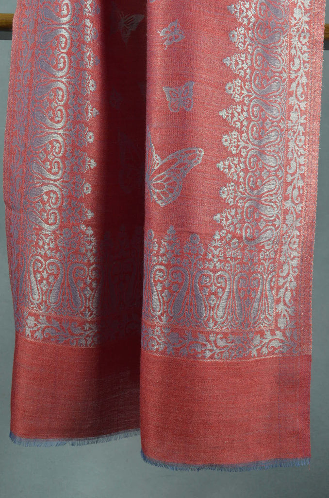 Maroon Base Zari Jacquard Scarf