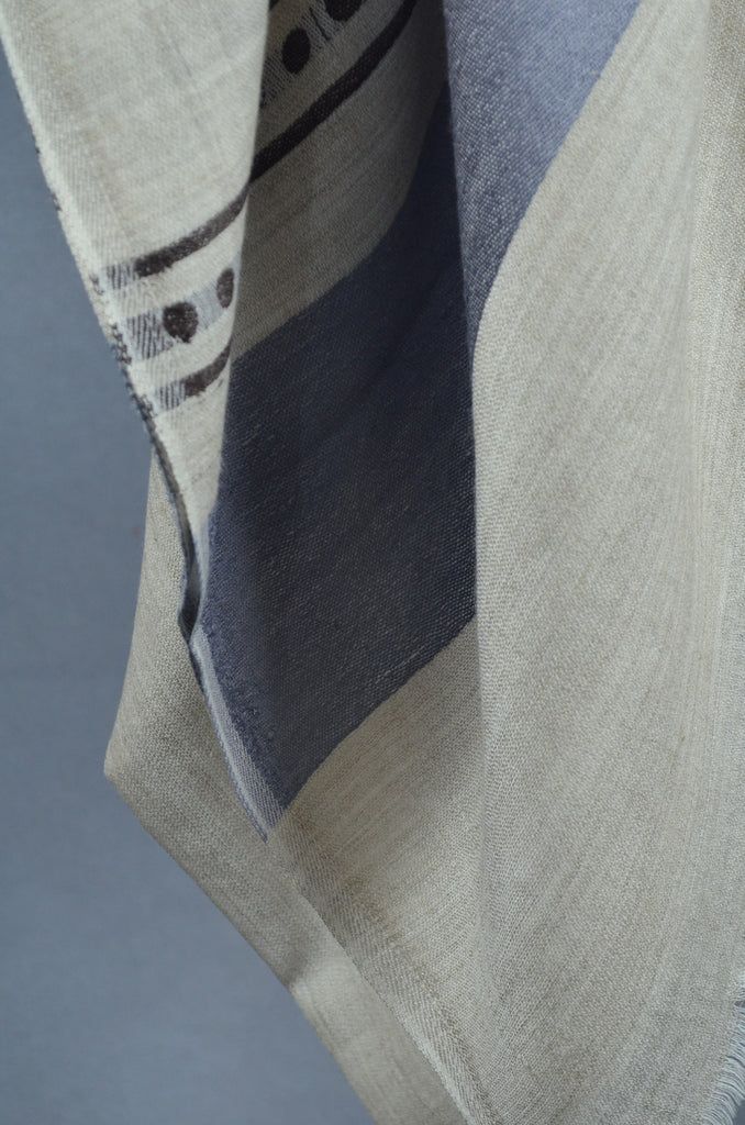 Grey Border Merino & Silk Scarf